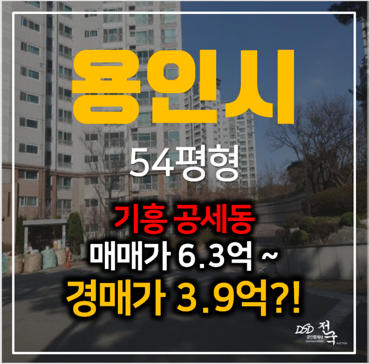 용인아파트경매 공세동 탑실마을 대주피오레 54평형 3억대 !