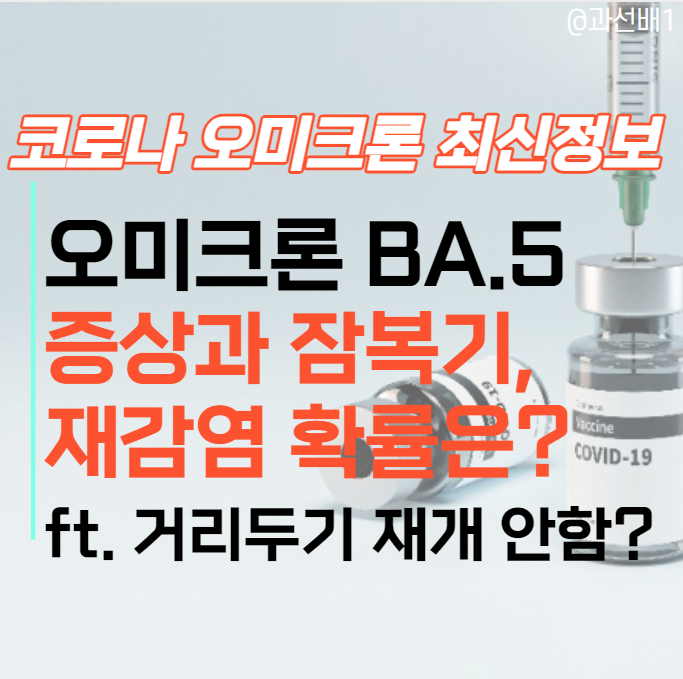  코로나 BA.5 변이 증상과 잠복기,재감염 확률은?(ft.거리두기 재개 안하는 이유)