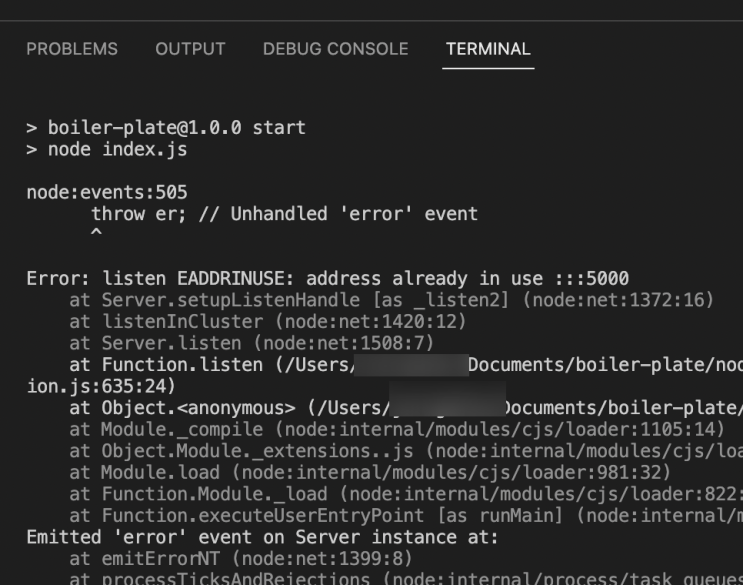  [Node JS에러] Error: listen EADDRINUSE: address already in use :::5000 해결