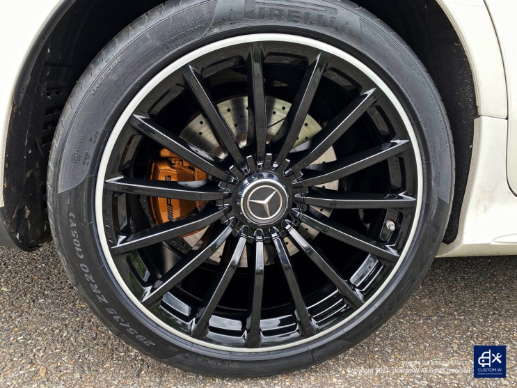 벤츠 GT43 AMG 블랙 실버 투톤 휠도색 & 카본 세라믹 골드 캘리퍼 도색