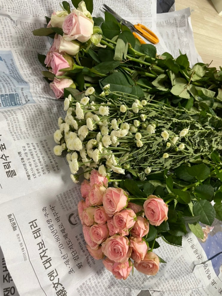  화훼장식기능사 실기 연습1. 양재 꽃시장 꽃 사입부터 1과제,2과제 전부 다 해보기