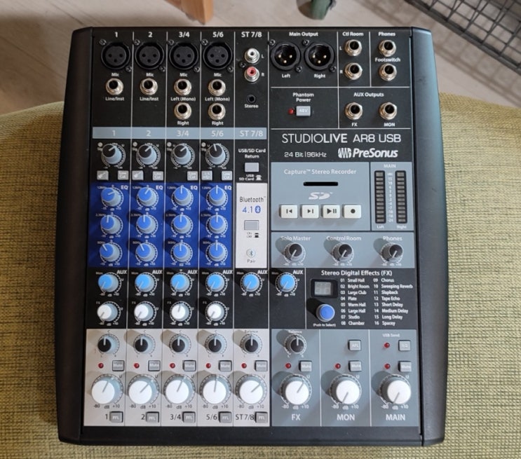  PreSonus AR8 USB 믹서. 오디오 인터페이스.
