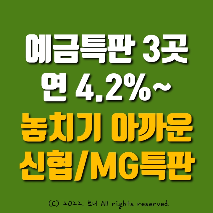 (예금특판) 12개월 연4.2% 화성한마음신협. 연4.5% 원효새마을금고. 연4.1% 동호신협. 이자 높은 곳 추천.