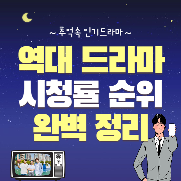 역대 드라마 시청률 순위 탑텐 완벽정리!
