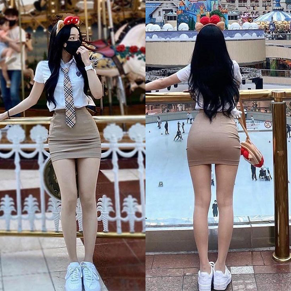 롯데월드 교복녀가 누군지 봤더니 롯데월드 교복녀가 누군지 봤더니