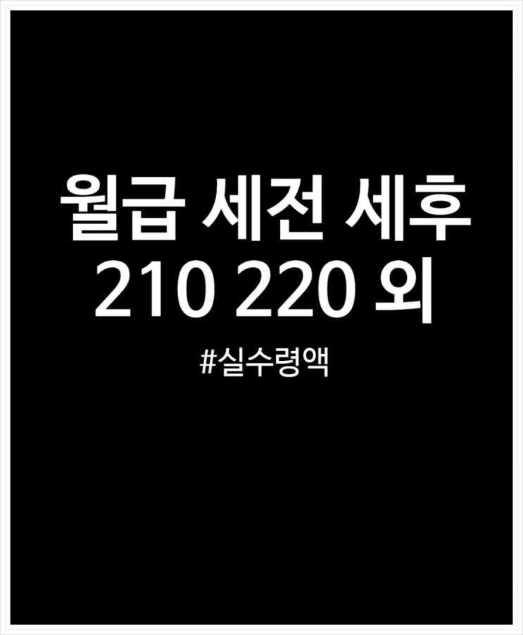  월급 210 220 230 240 세전 세후 실수령액 정리