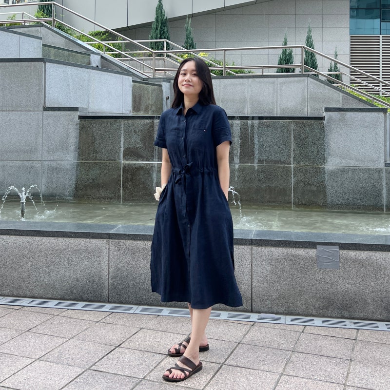 타미힐피거 원피스 여름 린넨 셔츠 원피스 코디
