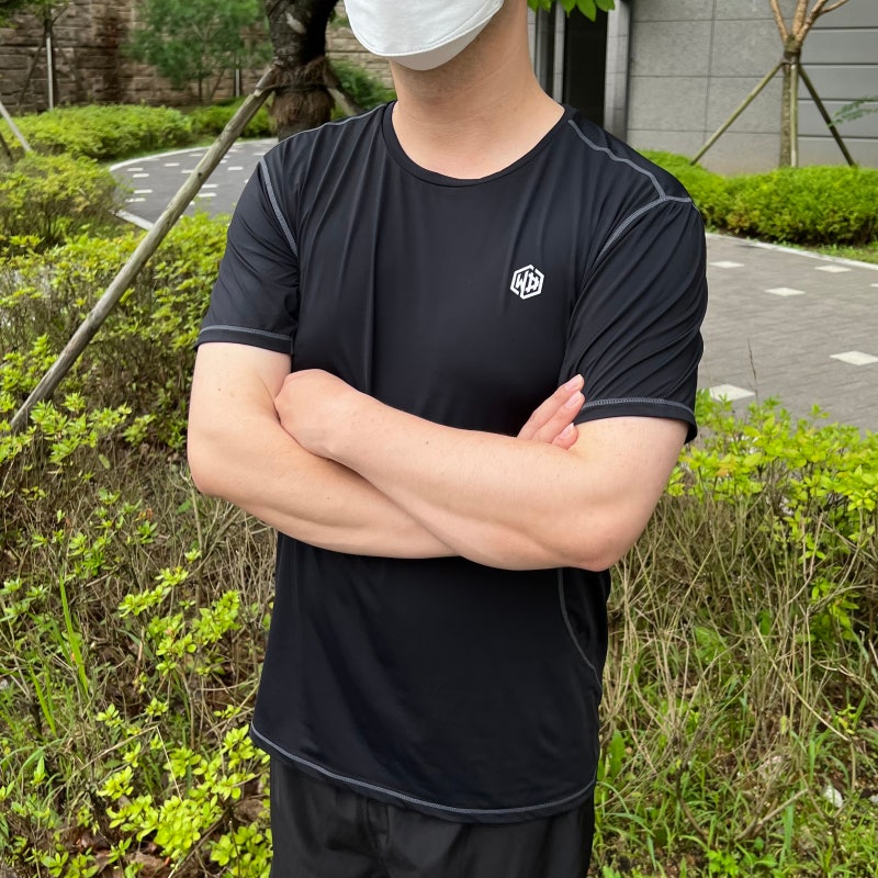 남자머슬핏반팔 기능성 티셔츠, 더블유샵 Co2쉴드 티셔츠