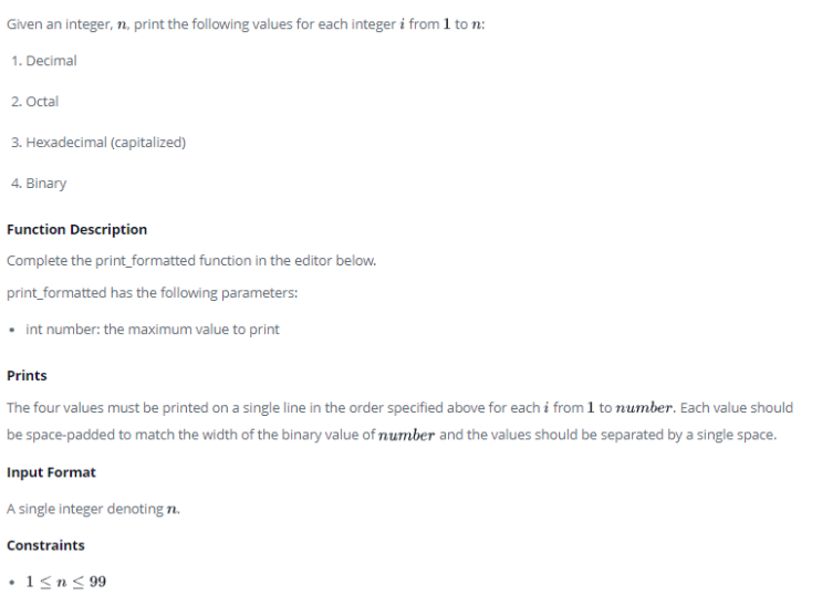 Python HackerRank 문제 22 - String Formatting