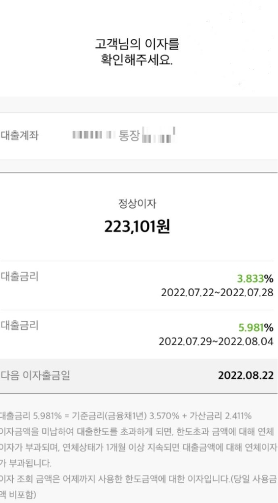 4%대 초반 금리가 1년새 6%대 중반…변동금리 대출자들 '비명' 4%대 초반 금리가 1년새 6%대 중반…변동금리 대출자들 '비명'
