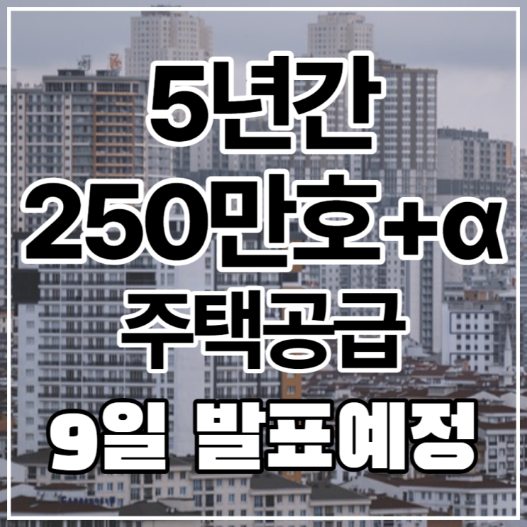 5년간 250만호+α 주택공급안 8월 9일 발표예정