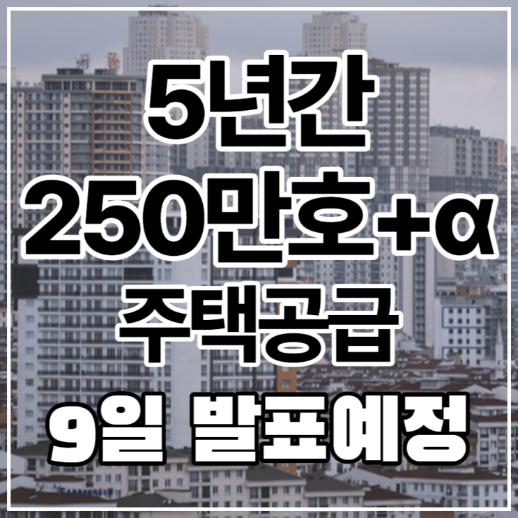  5년간 250만호+α 주택공급안 8월 9일 발표예정