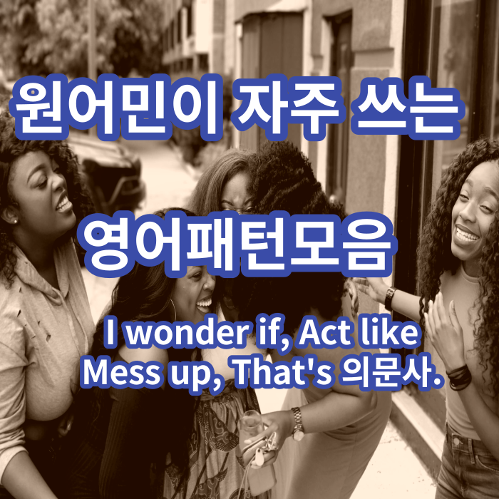 원어민이 자주 쓰는 영어패턴모음 (I wonder if, act like, mess up, That's 의문사) 원어민이 자주 쓰는 영어패턴모음 (I wonder if, act like, mess up, That's 의문사)