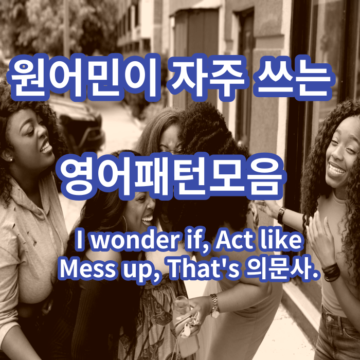 원어민이 자주 쓰는 영어패턴모음 (I wonder if, act like, mess up, That's 의문사)