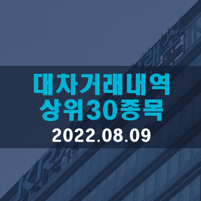  대차거래체결·체결·잔고금액 상위종목(22.08.09)