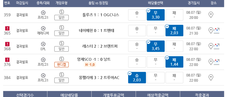 프로토 일요일 해축 개막전 적중 몇장 프로토 일요일 해축 개막전 적중 몇장
