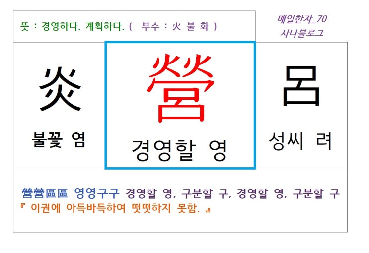  매일한자 공부하기(70) 경영할 영