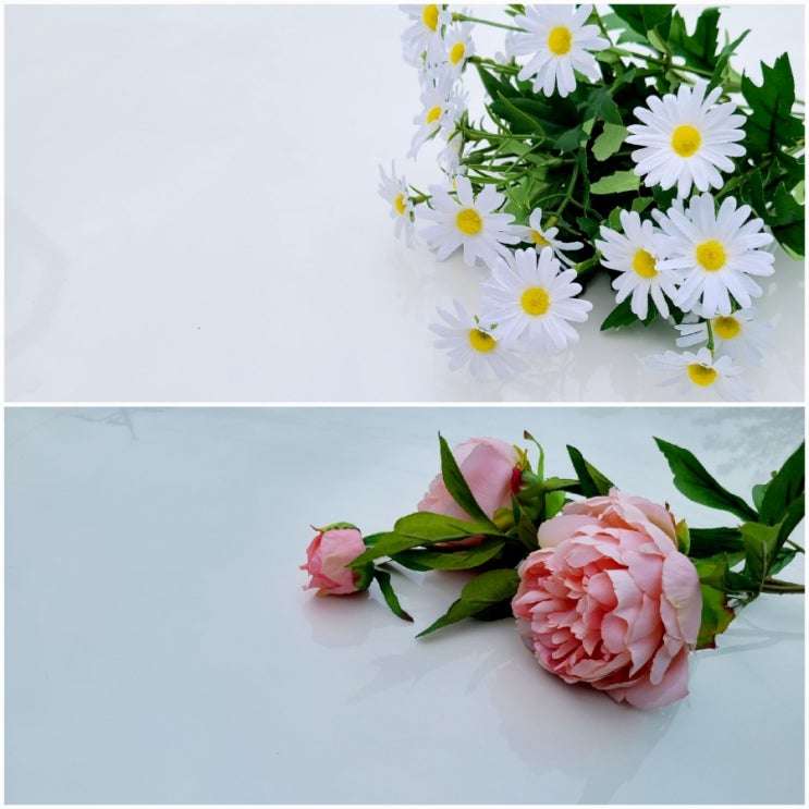  조화꽃 연출로 돋보이는 제품사진, 천안 조화 파는곳