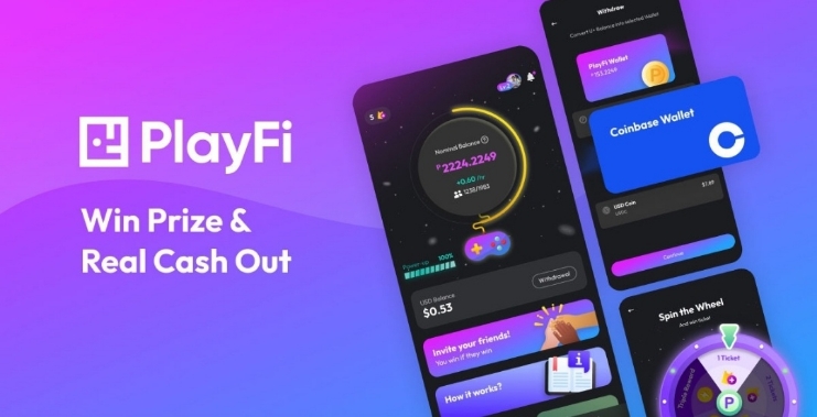  PlayFi Network (플레이파이 네트워크) - 최대 경품 풀 지향하는 P2E앱, 24시간 주기로 채굴하는 극초기 무료채굴앱, 매일 티켓뽑기 복권당첨시 상금 지급