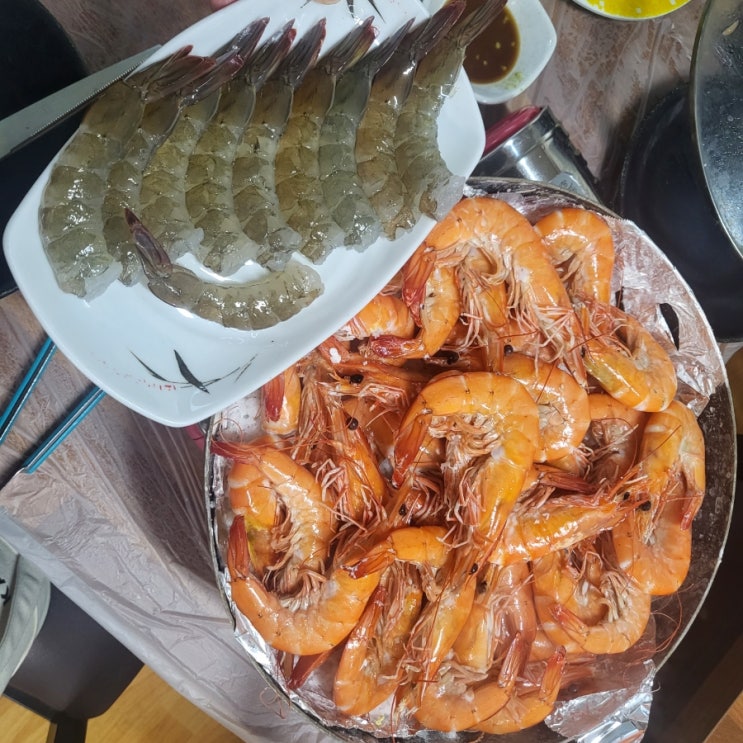  이제 새우 철 <안성금호수산> 부산신항 진해용원 새우 맛집~!! 새우가 실해요~~~ㅎ