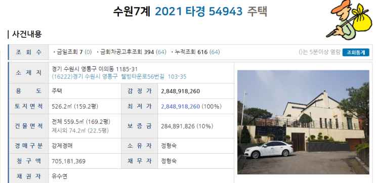  수원 주택 경매, 영통 웰빙타운 159평
