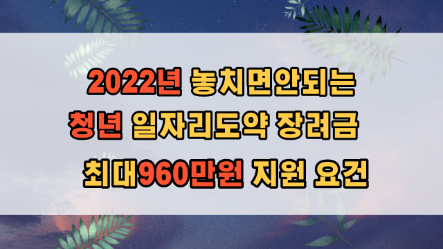  2022년  채용 지원금 일자리도약장려금 요건 상세 정리