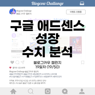  블로그카우 챌린지 19일차 구글 애드센스 성장 수치 분석
