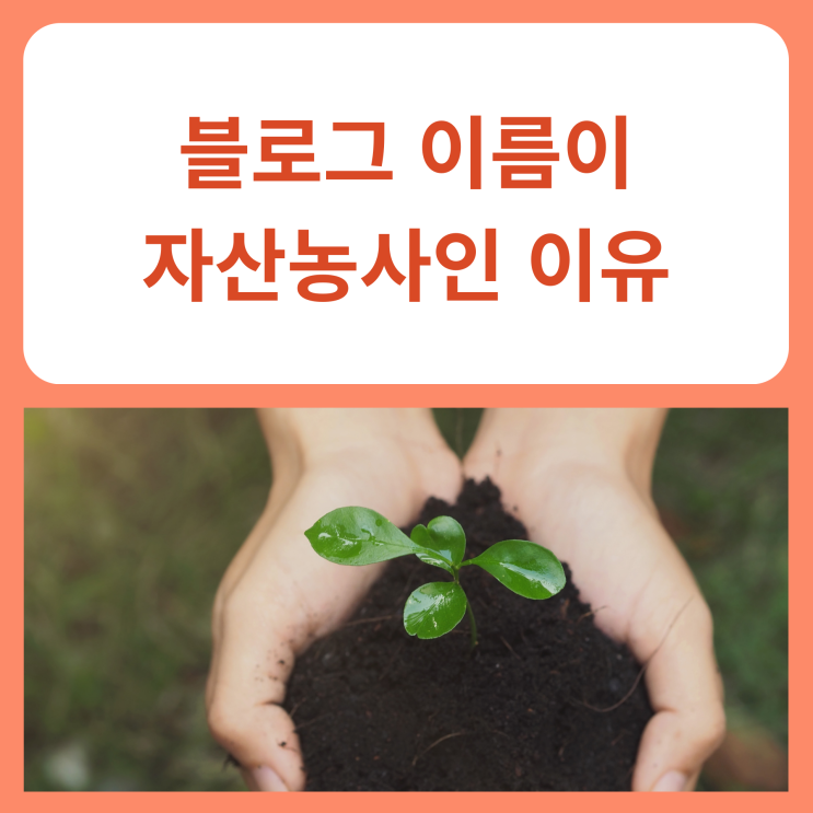  블로그 이름이 자산농사인 이유