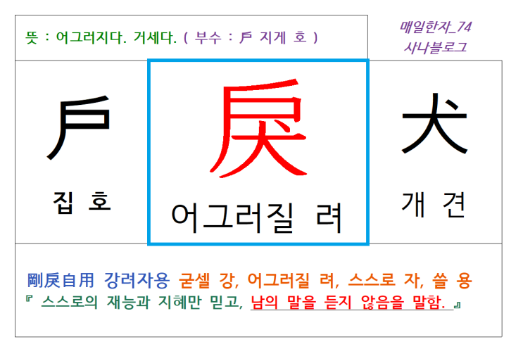 매일한자 공부하기(74) 어그러질 려