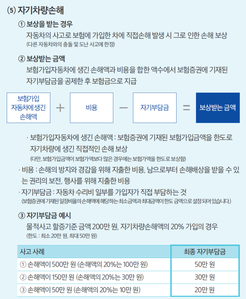 교통사고 자기신체사고보험금, 보험가입금액표(약관지급기준) 손해사정인 5