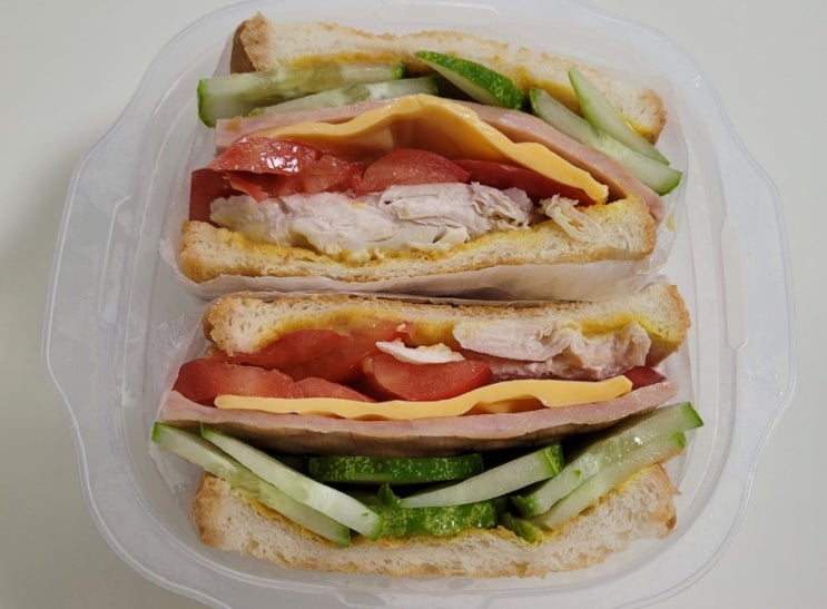  치킨햄치즈샌드위치 도시락 싸기