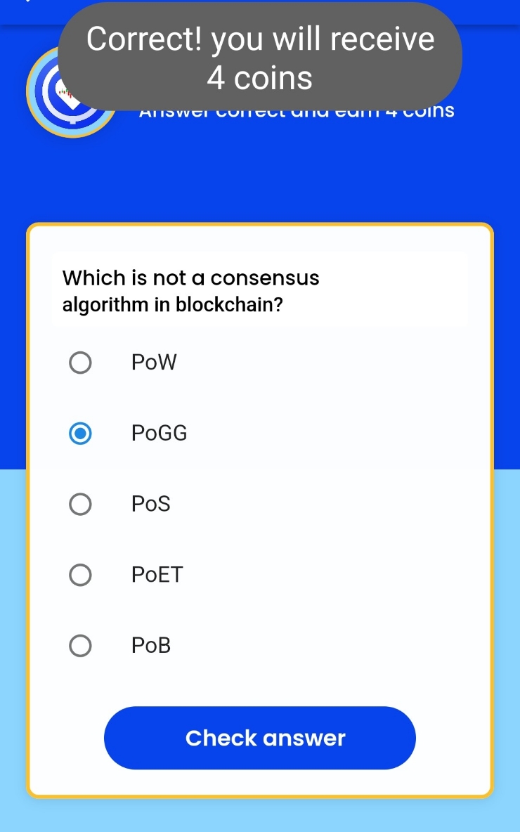  Remint daily tasks(레민트 일일퀴즈) - Which is not a consensus algorithm in blockchain? 블록체인의 합의 알고리즘이 아닌 것