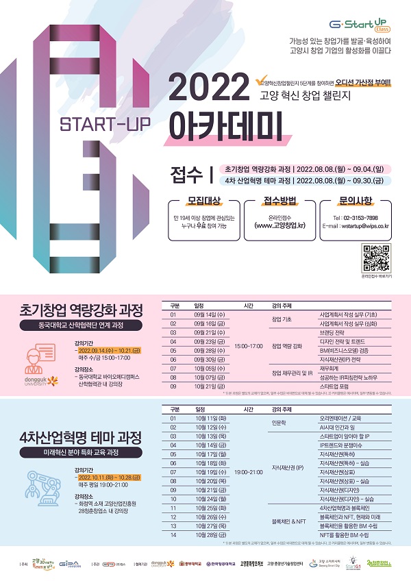  2022년 고양 혁신 창업 챌린지 아카데미 과정