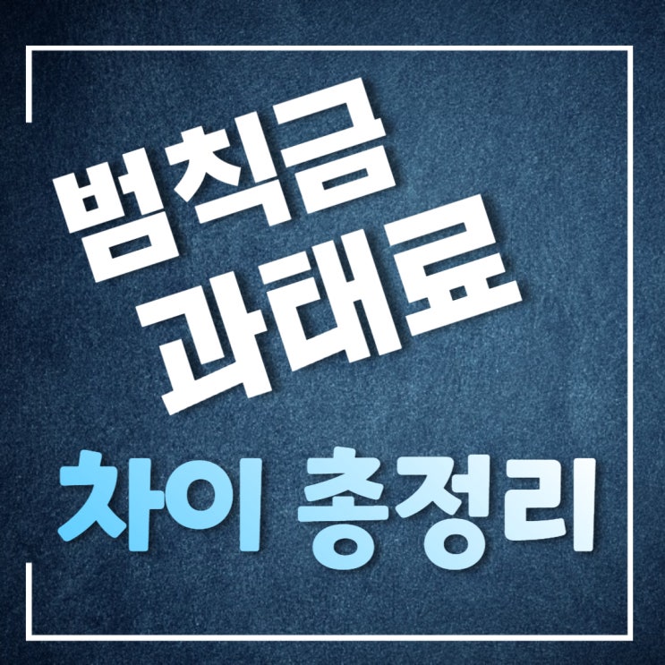  교통법규위반 범칙금 과태료 차이 총정리