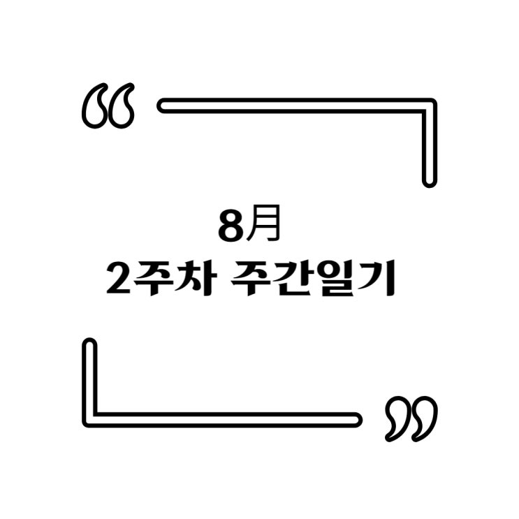  8月 2주차 주간일기 ＜（＾－＾）＞