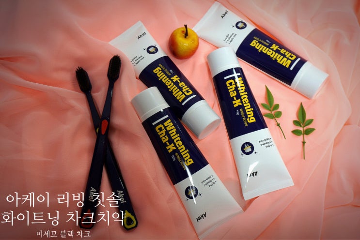  아케이 리빙 미백 차크치약 화이트닝 : 미세모 블랙 차크칫솔 부드럽고 깔끔하게