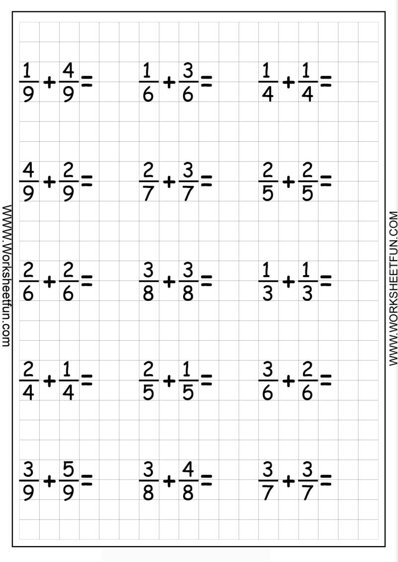  fraction worksheet addition 3 