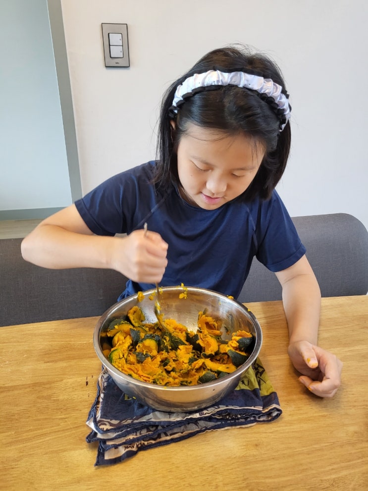  아이와 함께 단호박 샐러드 만들기, 여름방학 점심메뉴 단호박 샌드위치 만들기
