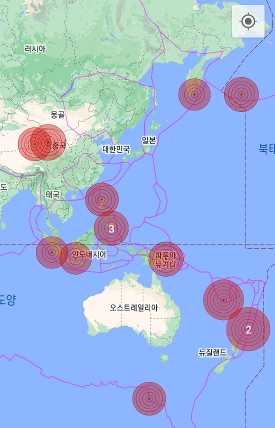  세계지진발생현황(2022년8월15일)