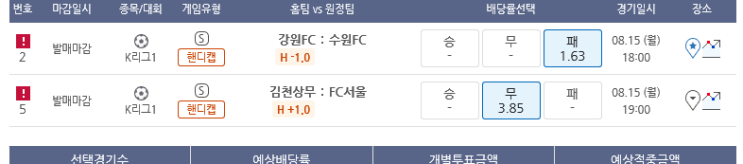 프로토 광복절 K리그 시작은 깔끔하게 올킬 적중 프로토 광복절 K리그 시작은 깔끔하게 올킬 적중
