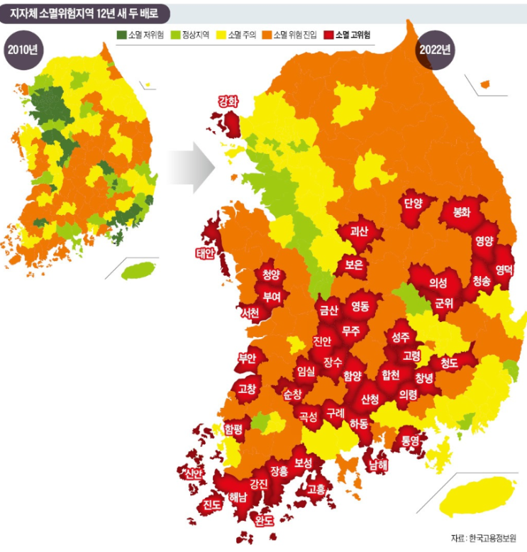 인구 재앙…지자체 절반 '소멸위험'