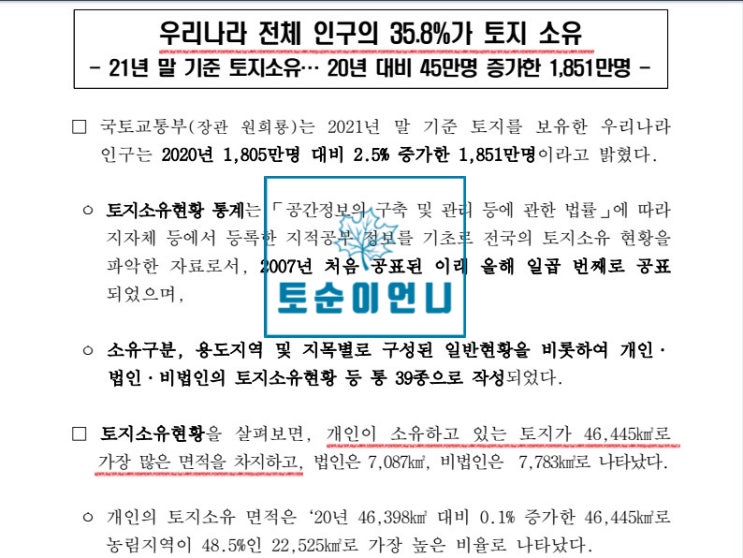  2022년 1.89% 땅값상승, 토지거래 18.2% 감소 - 땅값은 오르는데 토지거래감소 ?