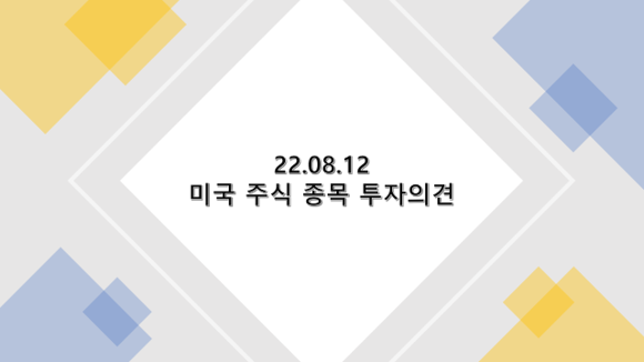  2022년 8월 12일 미국 주식 종목 투자의견 : 시그나, 크라우드 스트라이크, 에퀴닉스, 헌츠맨, 세일즈포스, 서비스 나우, 스노우 플레이크, 텔라닥, 월트 디즈니