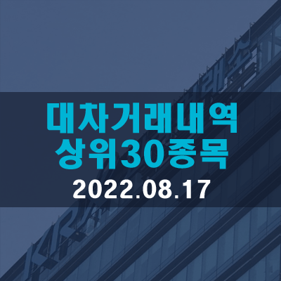  대차거래체결·상환·잔고금액 상위종목(22.08.17)