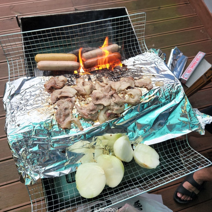  캠핑장고기, 마트에서 사서 구워먹기 개꿀!(펜션계곡2일차)
