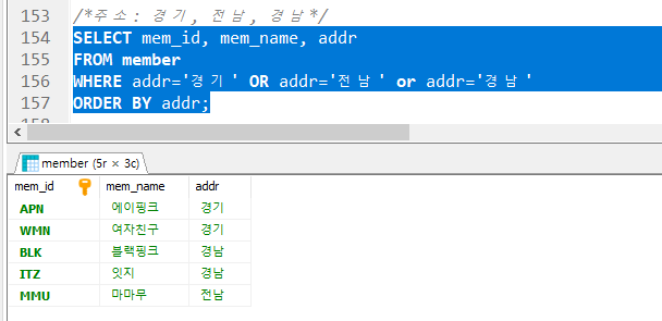  SQL 문법정리(2) ORDER BY, BETWEEN, ! (같지 않다)