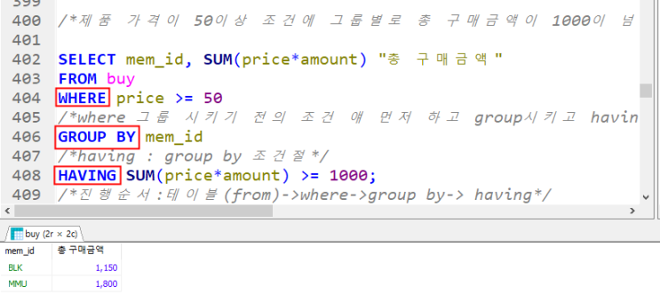  SQL GROUP BY /  having