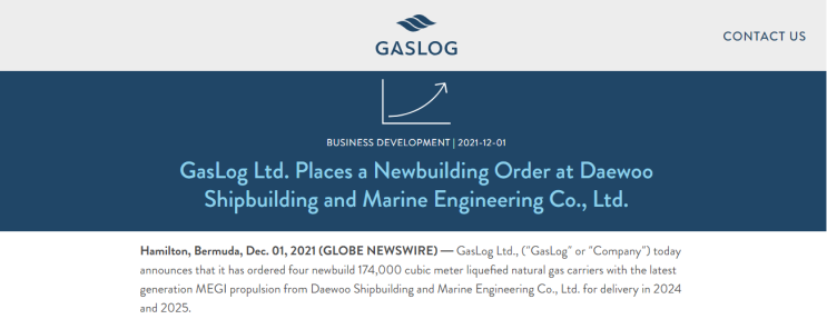  GASLOG의 DSME 신조LNGC 4척은 중국리스금융으로…