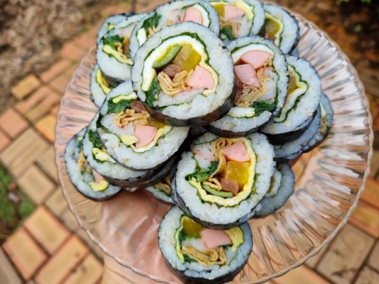  텃밭 부추 깻잎 김밥만들기 해피팜네 로컬푸드 김밥