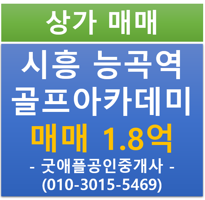 시흥 능곡역, 골프 아카데미 임차 완료, 실투자 1억 이하 상가 매매 시흥 능곡역, 골프 아카데미 임차 완료, 실투자 1억 이하 상가 매매